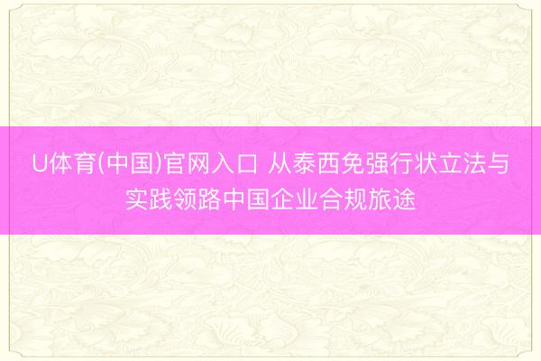 U体育(中国)官网入口 从泰西免强行状立法与实践领路中国企业合规旅途