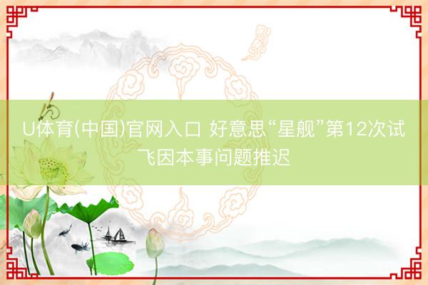 U体育(中国)官网入口 好意思“星舰”第12次试飞因本事问题推迟