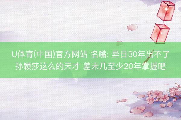 U体育(中国)官方网站 名嘴: 异日30年出不了孙颖莎这么的天才 差未几至少20年掌握吧