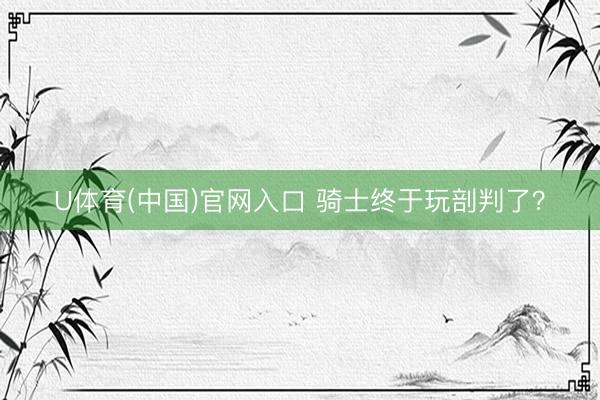 U体育(中国)官网入口 骑士终于玩剖判了？