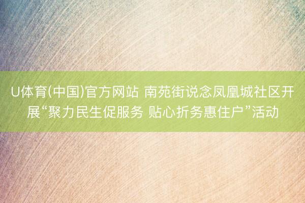 U体育(中国)官方网站 南苑街说念凤凰城社区开展“聚力民生促服务 贴心折务惠住户”活动
