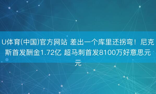 U体育(中国)官方网站 差出一个库里还拐弯!尼克斯首发酬金1.72亿 超马刺首发8100万好意思元