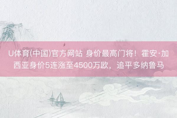 U体育(中国)官方网站 身价最高门将！霍安·加西亚身价5连涨至4500万欧，追平多纳鲁马