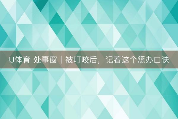 U体育 处事窗｜被叮咬后，记着这个惩办口诀