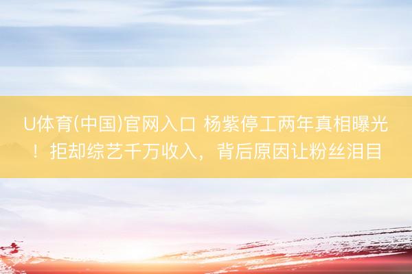 U体育(中国)官网入口 杨紫停工两年真相曝光!拒却综艺千万收入,背后原因让粉丝泪目